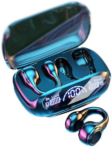 Wireless Ear Clip Skeleton Conduction Headphones, Open Ear Headphones, Bluetooth 5.3 Headphones with IPX4 Waterproof, Air Conduction Sport Earbuds for Workouts Running Cycling (Black)