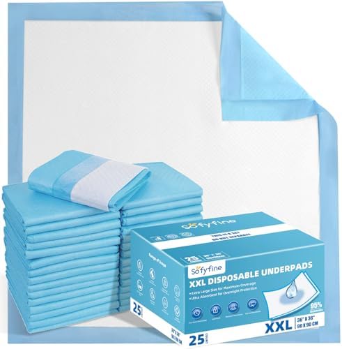 Extra Large Chucks 36"x36" Disposable XXL Heavy Duty Absorbent Elderly Adults Incontinence Bed Pads,Waterproof Thicken Puppy Pee Pad,Changing Underpads for Women and Baby[25 Pads]