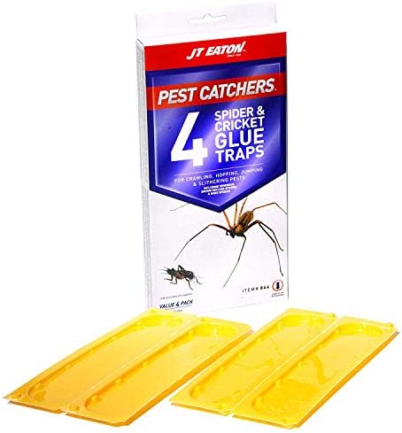 JT Eaton 844 Pest Catchers Spider & Cricket Glue Traps, Non-Toxic, Mess-Free Glue Trays for Small Pests, 4 Pack