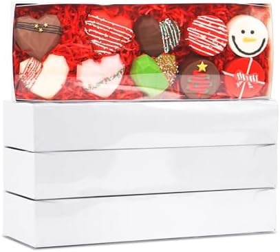 20 Pack 12x4.5x2 Inch Chocolate Covered Strawberries Boxes, Drawer Macaron Boxes, Bakery Boxes with Full Clear Window, Cookie Boxes