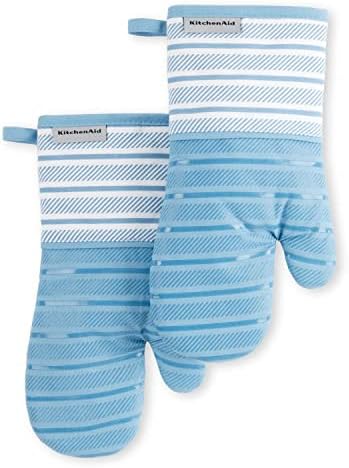 KitchenAid Albany Oven Mitt 2-Pack Set, Blue Velvet, 7"x13"
