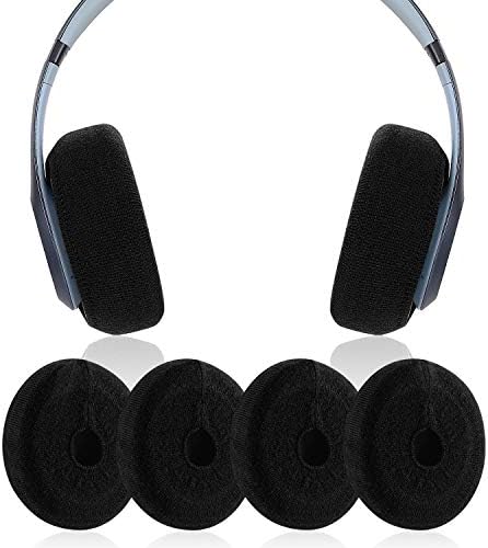 Earpads Sweater Cover Protectors with Stretchable Knit Fabric for Beats Studio 3/2 Bose QC35 25 15 Headphones and Other Headsets with 3-4 Inch Ear Cushions [ 2 Pairs ] (Black)