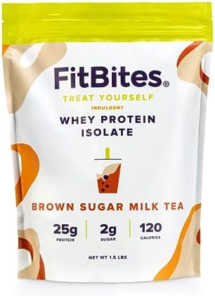 Boba Tea Protein Whey Protein Isolate (Brown Sugar Milk Tea), 5.9g BCAAs, Gluten Free, Zero, Sugar, Bubble Tea Protein Powder