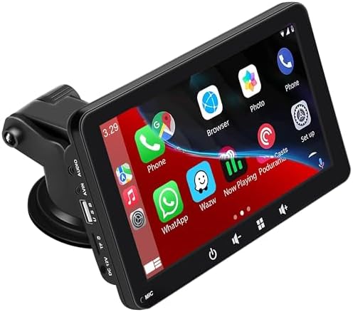 Portable Car Stereo,for Wireless Apple Carplay & Android Auto,7 Inch 1080P HD Touch Screen Radio with BT 5.0, Mirror Link Support Truck RV Dash Mount (7 inch) (7 inch)