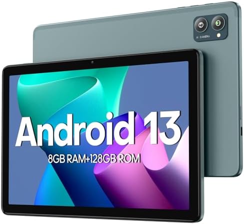 New Slim Android Tablet 10.1 Inch, Android 13 Tablets 8GB RAM 128GB ROM 512GB Expand WiFi Tablets PC, 1280 * 800 HD Screen, 5+13MP Dual Camera, Bluetooth5.0, 6800mAh Battery, GPS-Blue