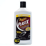 MEGUIAR'S PlastX Clear Plastic Polish, Fast & Easy Plastic Restorer for Headlights, Taillights, Soft Top Windows, and More, Remove Scratches, Cloudiness, Yellowing, and Oxidation, 10 oz.