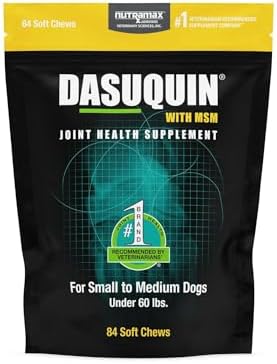 Nutramax Laboratories Dasuquin with MSM Joint Health Supplement for Small to Medium Dogs - With Glucosamine, MSM, Chondroitin, ASU, Boswellia Serrata Extract, and Green Tea Extract, 84 Soft Chews