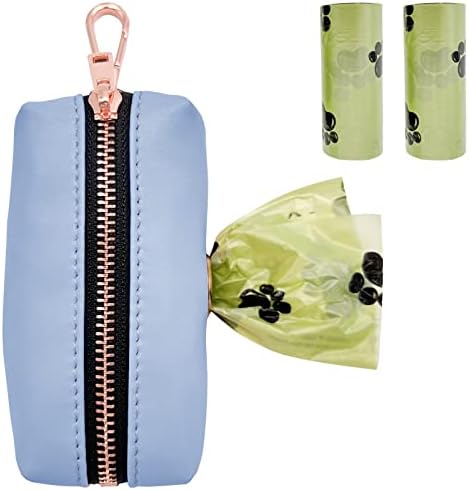 Soft Leather Dog Collar and Leash (6.6') Set - Stylish Rose Gold Heavy Duty Metal Buckle, 4 Adjustable Lengths Leash for Small Medium Large Dogs, Comfortable & Easy to Clean bluepurple Poop Bag Holder