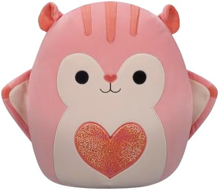 Squishmallows Original 14-Inch Gabourey Peach Flying Squirrel with Sequin Heart - Official Jazwares Large Plush