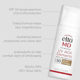 EltaMD UV AOX Elements Tinted Mineral Face Sunscreen, SPF 50 Tinted Face Moisturizer, Zinc Formula Great for Under Makeup and Sensitive Skin, 1.7 oz