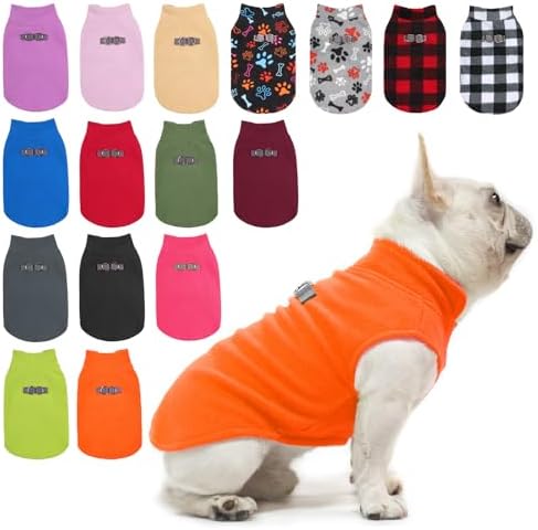 BEAUTYZOO Dog Fleece Vest Sweater Winter Jacket for Small and Medium Dogs with D-Ring Leash Cold Weather Coat Hoodie for XS S M Dogs Boy or Girls,Orange S