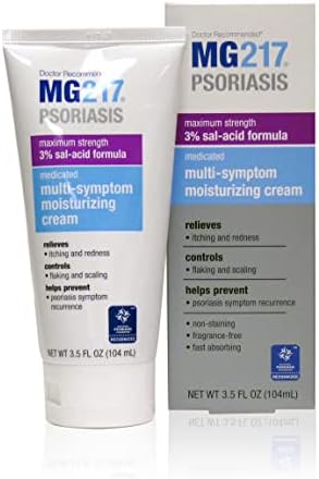 MG217 Medicated Moisturizing Psoriasis Cream With 3% Salicylic Acid, Multi-symptom, Fragrance Free, 3.5 Fl Oz, (5604)