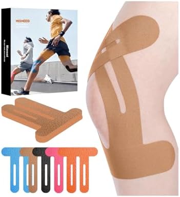 Precut Knee Kinesiology Tape - 12 Pcs Precut Kinesiology Tape for Knees Waterproof Strips Elastic | Breathable Joint Stability Hypoallergenic Latex-Free Tape, Beige