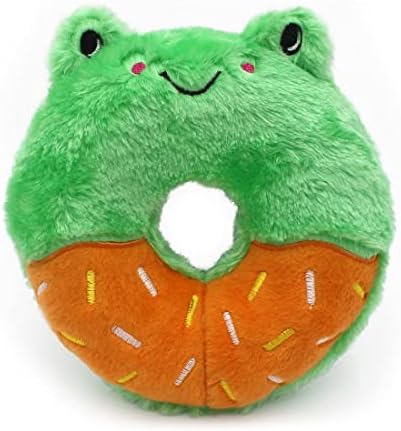 ZippyPaws - Donutz Buddies - Frog Pet Donut Toys for Dogs with Embroidered Sprinkles, Soft, No Stuffing, Durable Large Breed Dog & Puppy Toys with Squeaker