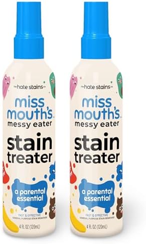 Miss Mouth's Messy Eater Stain Treater Spray - 4oz 2 Pack Stain Remover - Newborn & Baby Essentials - No Dry Cleaning Food, Grease, Coffee Off Laundry, Underwear, Fabric