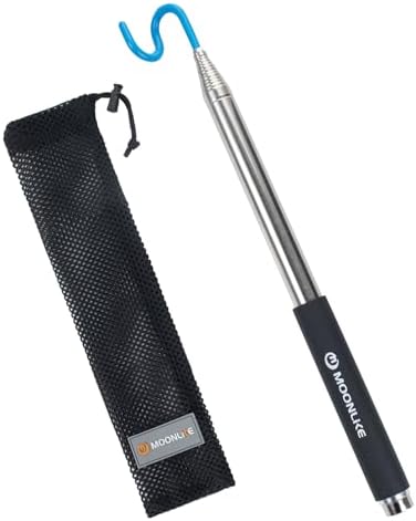 Telescoping Pickup Tool Magnetic Pole with Hook, 10 ft Telescopic Grabber Hook Pole Wire Reacher Tool, Push Pull Rod