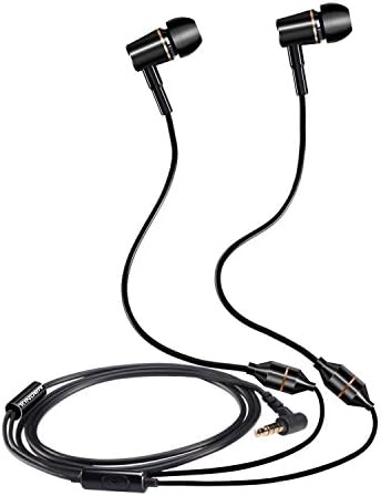 KINDEN Anti-Radiation Headphones Air Tube Headset Radiation Free Earbuds with Microphone Binaural Acoustic Stereo Alumium Metal Housing Wired in-Ear Handsfree (Black)