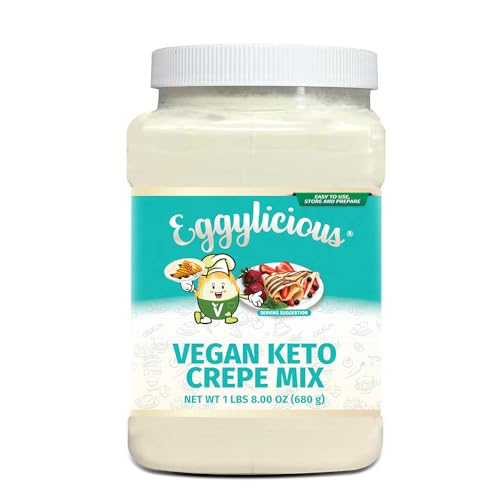 Eggylicious - PACK of 4 - Vegan Keto Crepe Mix 1 lbs 8 oz (680 gm) | Fluffy, Quick & Easy Grain Free Breakfast | Protein-Rich, Easy to Prepare | Just Add Milk/Water | Gluten Free, Non-Bioengineered