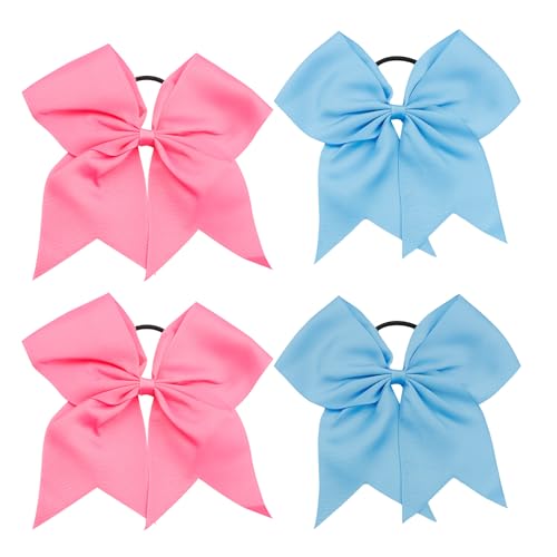 Cheer Bows, Pink Cheer Bows, Blue Cheer Bow, Cheerleading Bows, Cheer Bows for Cheerleaders, 4 Pcs 8 Inch Bow Hair Accessories, Cheerleader Bow, Cheerleader Gifts for Women