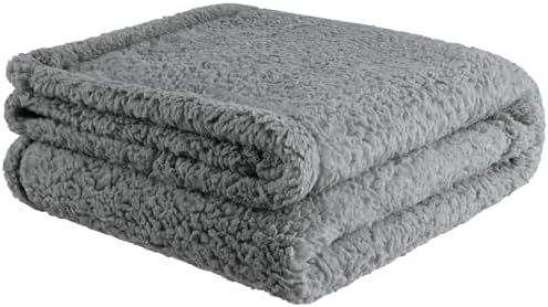 furrybaby Dog Blanket Soft Dog Blankets for Large Dogs Puppy Essentials Washable Sherpa Fleece Cat Blanket 32x40 Inches for Bed Furniture Couch Sofa (Medium, Grey)