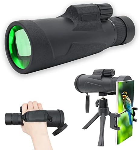 High Power Zoom Monocular Scope 10-30 * 50 with Smartphone Adapter Tripod Hand Strap, Compact Telescope for Hunting Bird Watching Travel Hiking with BAK4 High Definition Prism