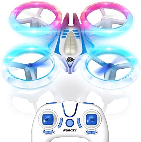 Force1 UFO 4000 Mini Drone for Kids - LED Remote Control Drone, Small RC Quadcopter for Beginners, 2.4GHz Remote Control, 360 Flips, 2 Speed UFO Flying Toy for Kids, 2 RC Toy Batteries