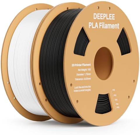PLA 1.75mm 3D Printer Filament, Dimensional Accuracy +/- 0.02mm, Neatly Wound, No Clogging, Vacuum Package, Fits for Most FDM 3D Printers, 2 Pack 1kg Black & White
