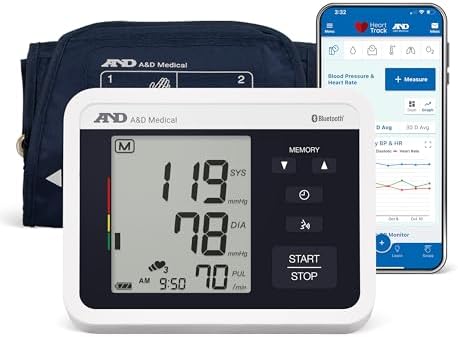 A&D Medical Voice-Guided Blood Pressure Monitor for Home Use with Bluetooth, UA-1040TBLE - Wide Range Cuff (8.6-16.5" / 22-42cm) Ideal for Visually Impaired - 3 Language Selections, Accessible