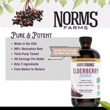 Norm's Farms American Elderberry Extract - Pure Concentrate for Immune Support Made with Berries - Vegan, Gluten Free, Non-GMO - 8 Oz. Bottle