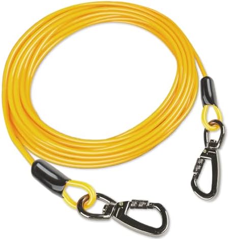 Dog tie Out Cable, 10/20/25/30/50/70/100 feet, Suitable for Dogs up to 350 pounds, Dog Cable with Swivel Buckle, Lightweight, Non-Winding, for Outdoor Camping, Yard Dog Cable (Yellow, 30FT)