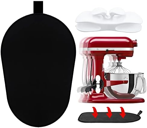 Mixer Slider Mat for Kitchenaid Stand Mixer Slider Mat with Bendable Cord Organizer for KitchenAid 6-8 Qt Appliances Air Fryer Slider Mat (6-8Qt, White)