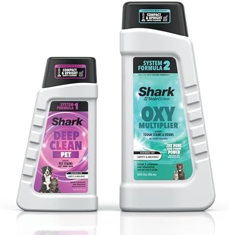 Shark StainStriker Pet Bundle for All StainStriker Portable Carpet Cleaners, Includes 32oz OXY Multiplier formula and 16oz Deep Clean Pet formula, PXCPBUNDLE