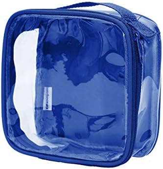 EzPacking Clear TSA Approved 3-1-1 Travel Toiletry Bag for Carry On/Quart Size Transparent Liquids Pouch for Airport Security/Reusable See Through Vinyl & PVC Plastic Organizer Men Women (Royal Blue)