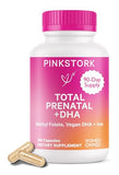 Pink Stork Total Prenatal Vitamins with DHA, Folate, and Iron, 3 Month Supply to Help Support Fetal Development, Pregnancy Must Haves - 180 Capsules