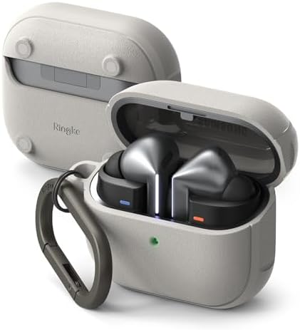 Ringke Onyx Magnetic [Compatible with MagSafe] Designed for Samsung Galaxy Buds 3 Pro Case and Galaxy Buds 3 Case, Prevents Oily Smudges Feels Good in The Hand Non-Slip Cover - Warm Gray