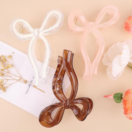 3 Pcs Bow Hair Clips Elegant Hair Claw Butterfly Hair Accessories for Girls Nonslip Butterfly Clips Hair Styling Accessories for Women