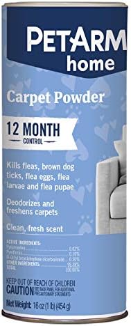 PETARMOR Home Carpet Powder for Fleas and Ticks, Protect Your Home From Fleas and Deodorizes Carpets, 16 Ounce