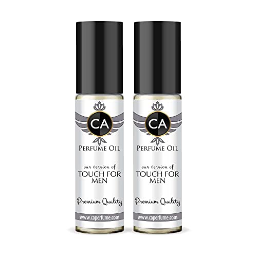 CA Perfume Impression of Touch For Men Replica Fragrance Body Oil Dupes Alcohol-Free Essential Aromatherapy Sample Travel Size Concentrated Long Lasting Attar Roll-On 0.3 Fl Oz-X2