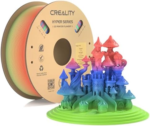 Creality 3D Printer Filament PLA 1.75mm, Official Hyper PLA Filament Color-Changing,2.2 lb/1 kg, 300mm/s Designed for High-Speed 3D Printing (Rainbow-Fast Color Changing)