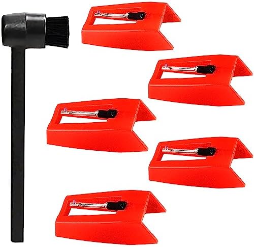 5 Pack Vinyl Record Player Needles Replacement for Crosley Victrola ION Jenson Boytone York-Yorx, Turntable Record Needles with Stylus Cleaner Brush Kit for Phonograph