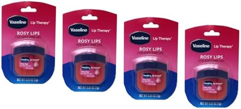 4 Vaseline Therapy Lip Balm Glowing 0.25 Oz Rosy Flavor Petroleum Jelly Mini Jar