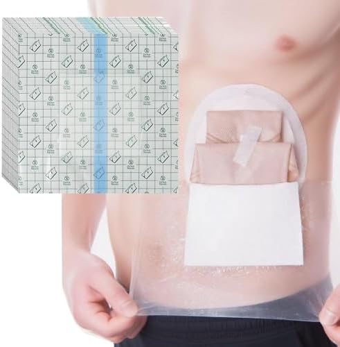 YOYOFOX Waterproof Ostomy Bag Shower Covers, 9"x9" Large Dialysis Catheter Protector Shields with Non-Stick Center Pad Adhesive Dressing Bandage 25 Pack