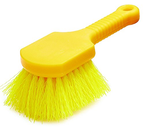 Rubbermaid Commercial 8" Utility Scrub Brush, Plastic Handle, Synthetic Bristles, Cleaning, Multi Purpose, Heavy Duty, Outdoor, Wheels and Tires