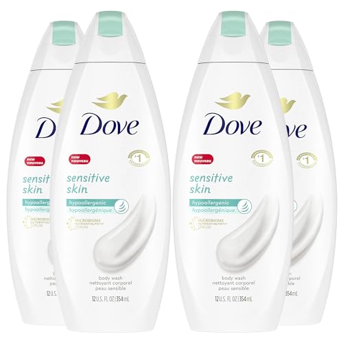 Dove Hypoallergenic Body Wash To Moisturize Sensitive Skin Body Wash For Sensitive Skin Sulfate and Paraben Free, 22 Fl Oz (Pack of 4)