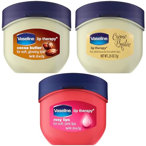 Vaseline Lip Therapy 0.25 Oz 3 Pack Bundle - Creme Brulee, Rosy Lips & Cocoa Butter