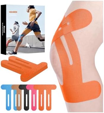 Precut Knee Kinesiology Tape - 12 Pcs Precut Kinesiology Tape for Knees Waterproof Strips Elastic | Breathable Joint Stability Hypoallergenic Latex-Free Tape, Neon Orange