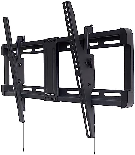 Amazon Basics Tilt TV Wall Mount with Horizontal Post Installation Leveling for 32 to 86 inch TVs, Black