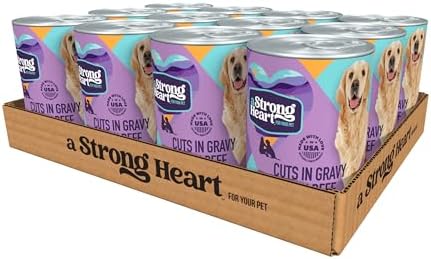 A Strong Heart Wet Dog Food, Cuts in Gravy with Beef - 13.2 oz Cans (Pack of 12), Made in The USA with Real Beef
