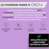 ORZAX Milk Thistle 250 mg - Herbal Supplement with 80% Silymarin Supplement, Dandelion, Artichoke Extract - Supports Liver Health - Halal and Dairy-Free - 120 Vegetable Capsules