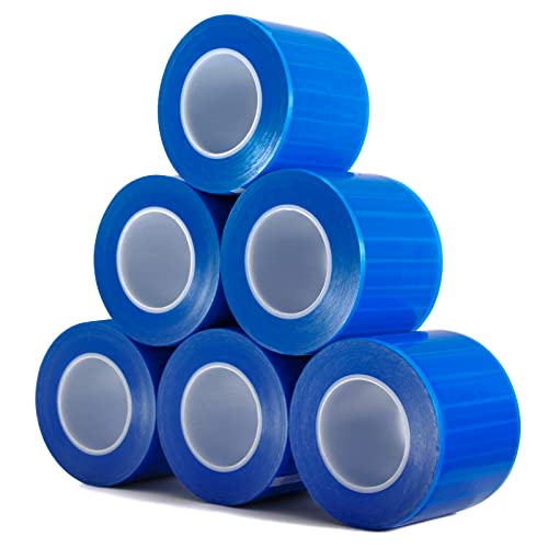 JMU Barrier Film 6 Rolls, Barrier Film Tattoo Blue Barrier Tape for Dental Medical Tattoo, 4 x 6 Inch